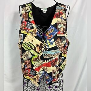 Vintage Desert West by sherry holt western cowboy printed vest size L
